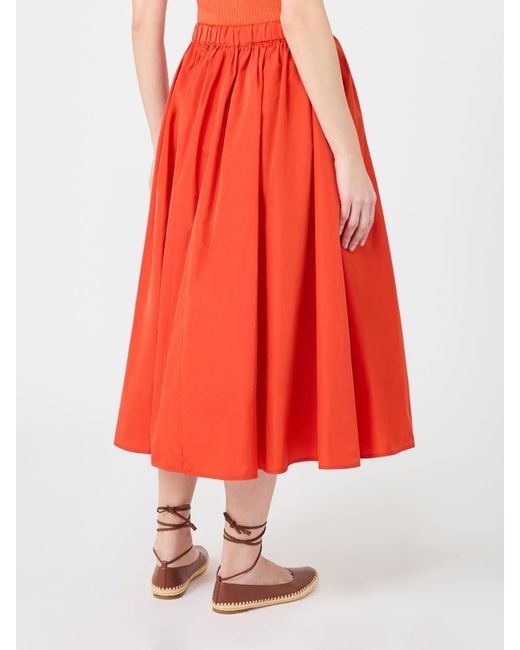 Max Mara Red Elastic Waist Midi Skirt
