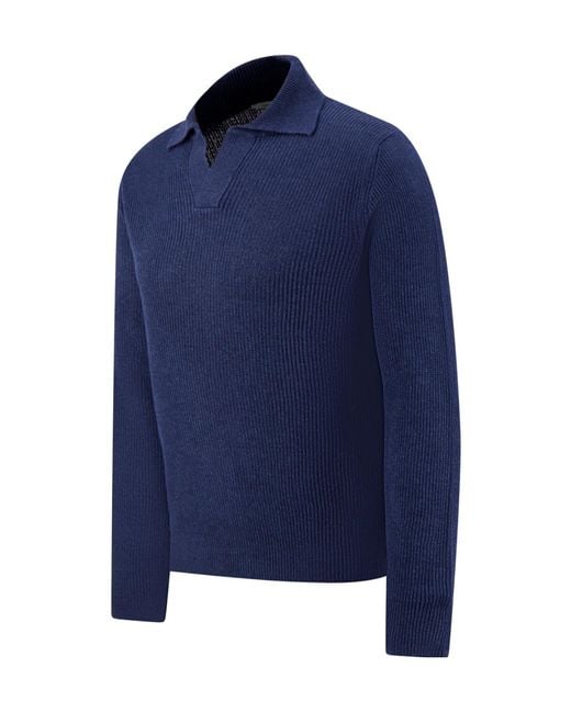 Gran Sasso Blue Long-Sleeved Knitted Sweater for men