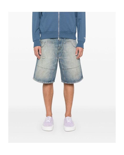 Moschino Blue Faded Denim Shorts for men