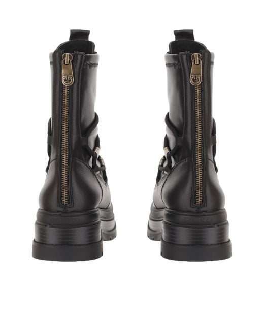 Pinko Black Round-Toe Ankle Boots