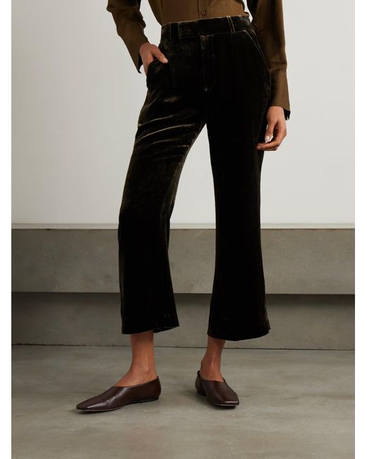 FRAME Black Velvet Flared Track Pants