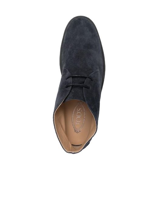 Tod's Blue Round Toe Ankle Boots for men