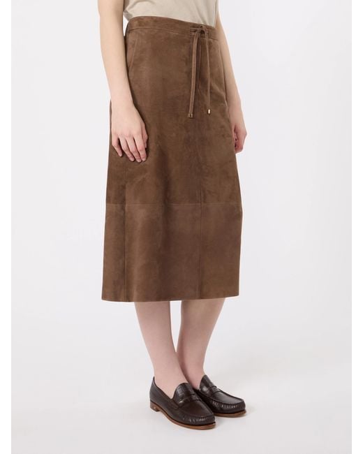Max Mara Brown 'S Gazza Drawstring Midi Skirt