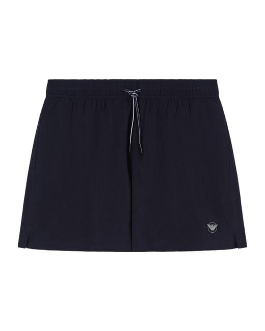 Emporio Armani Blue Drawstring Label Shorts for men