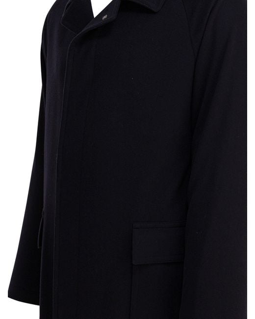 Tagliatore Black Wool-Blend Single-Breasted Coat for men