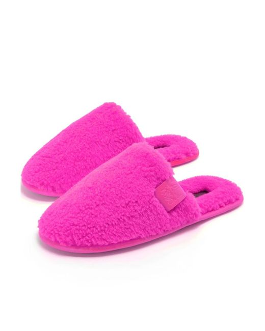 Loewe Pink Logo Details Cotton Slippers