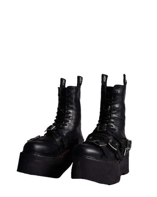 R13 Black Round Toe Short Boots