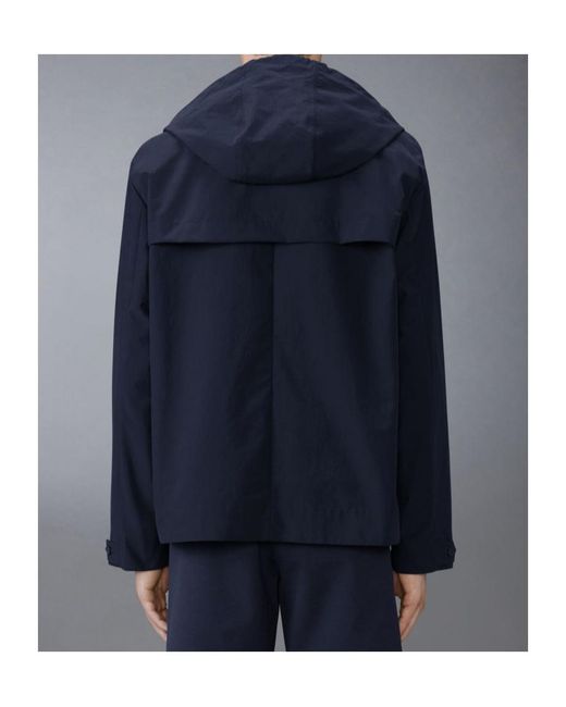 Thom Browne Blue Drawstring Hooded Jacket for men
