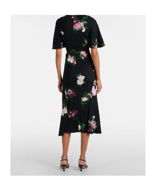 Erdem Black Floral Midi Dress