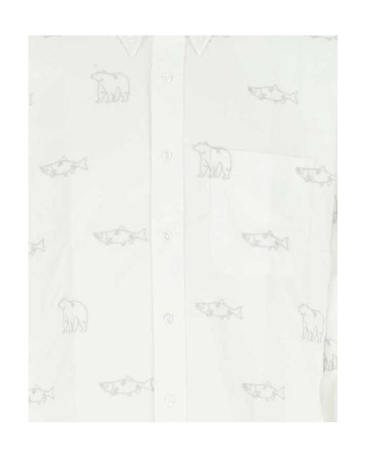 Thom Browne White Animal-Embroidered Long-Sleeve Shirt for men