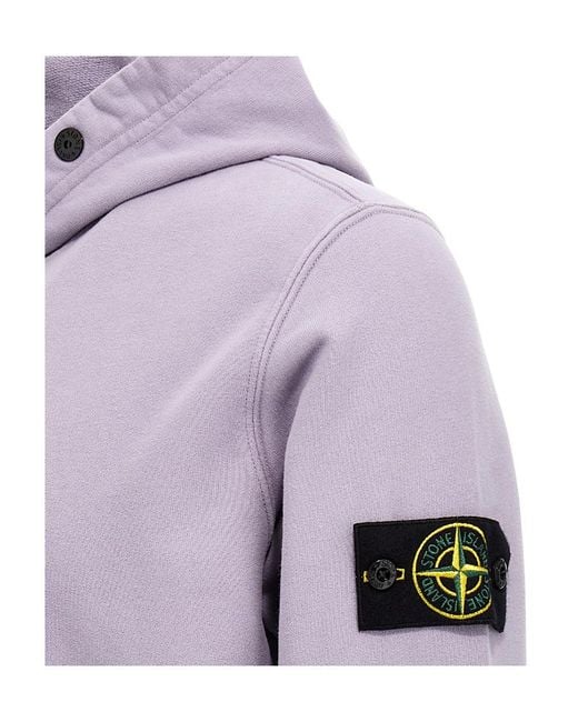 Stone Island Purple Long-Sleeved Hooded Sweater for men