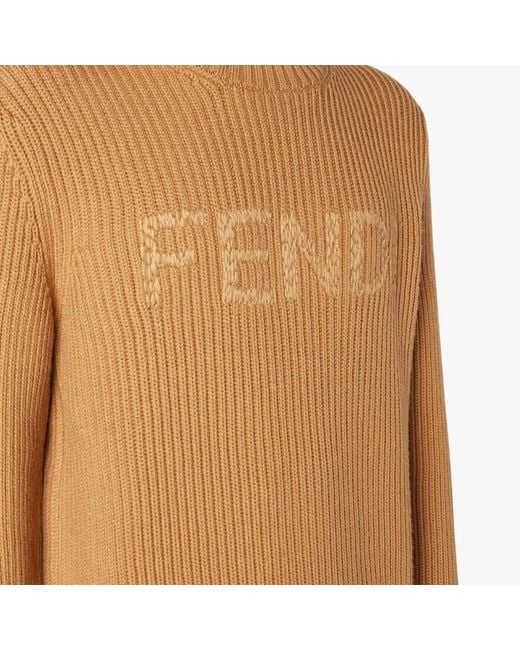 Fendi Brown Logo Lettering Crewneck Jumper for men