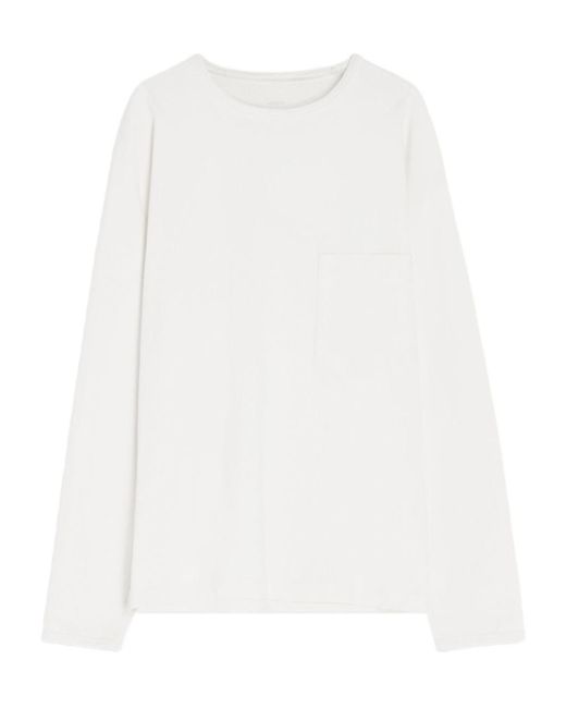Lemaire White Patch-Pocket Long-Sleeve T-Shirt for men