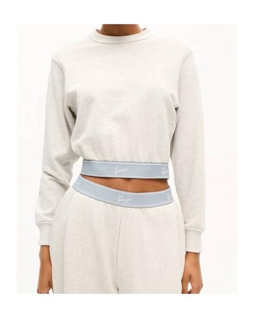 KENZO White Signature' Elasticated Short Sweatshirt