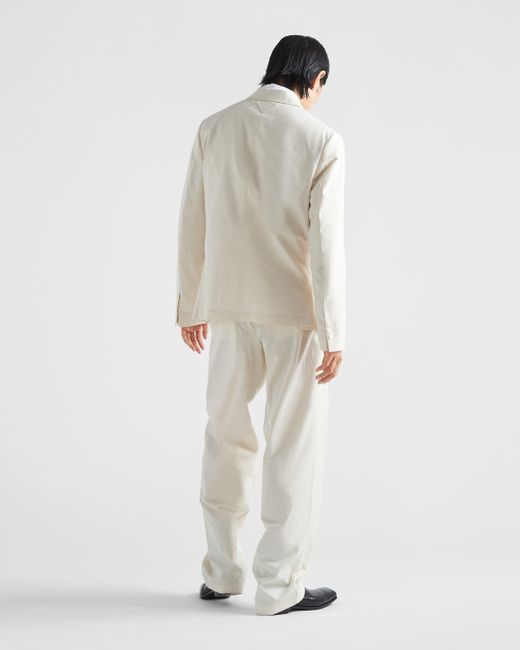Prada White Double-Breatsed Long Sleeved Blazer for men