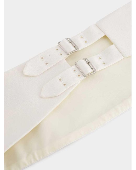 Stella McCartney White Pleat Detailed Satin Belt