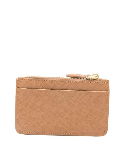 Prada Natural Saffiano And Smooth Leather Card Holder