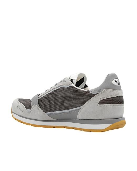 Emporio Armani Gray Panelled Low-Top Sneakers for men