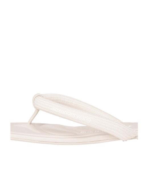 Alexander Wang White Logo-Print Flip-Flops