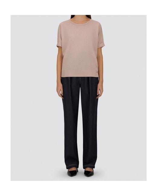Herno Pink Resort Pleated Jersey T-Shirt