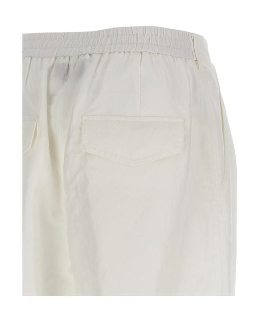MSGM White Elasticated-Ankles Wide-Leg Trousers