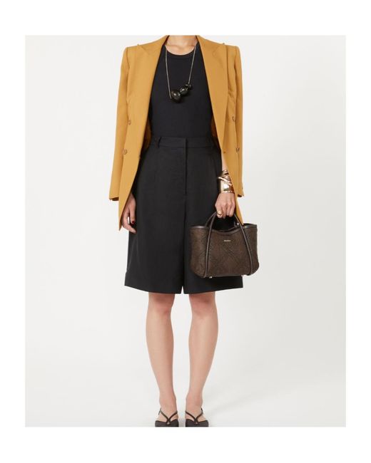 Max Mara Brown Extra-Small Marine Woven Tote Bag