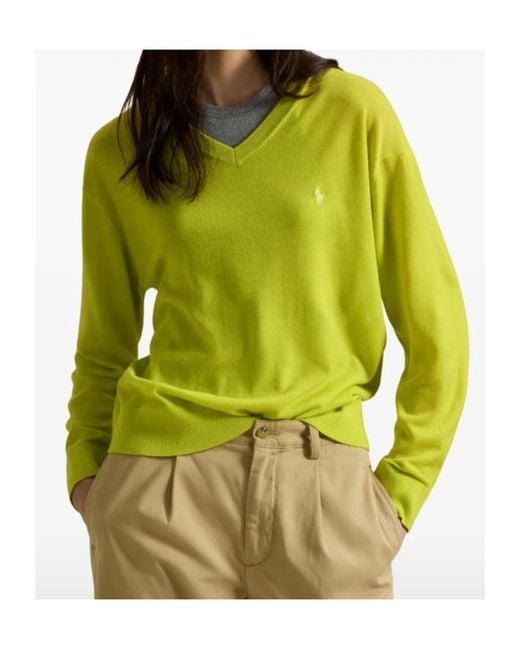 Polo Ralph Lauren Yellow Embroidered Merino Wool Sweater