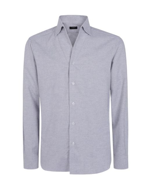 Barba Napoli Blue Long-Sleeved Shirt for men