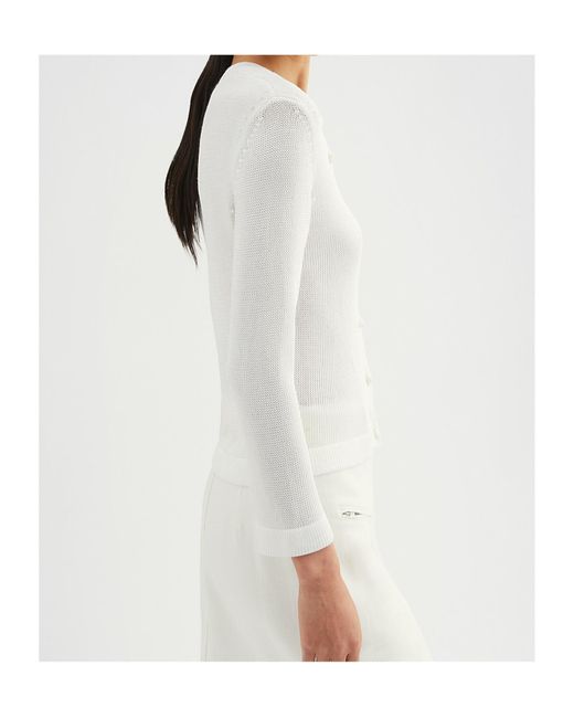 Jil Sander White Floral Knit Cardigan
