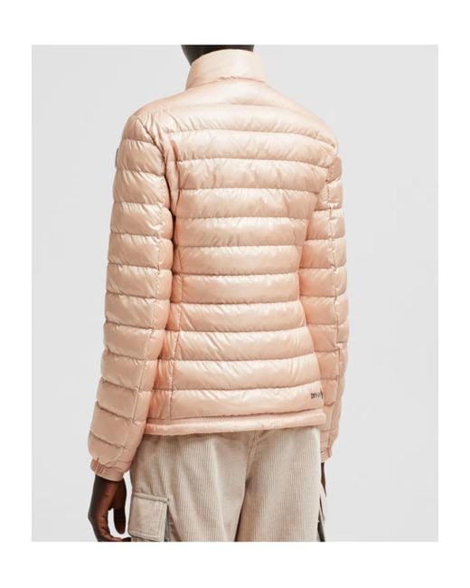 Moncler Natural Grenoble Logo Embroidered Zip-Up Jacket