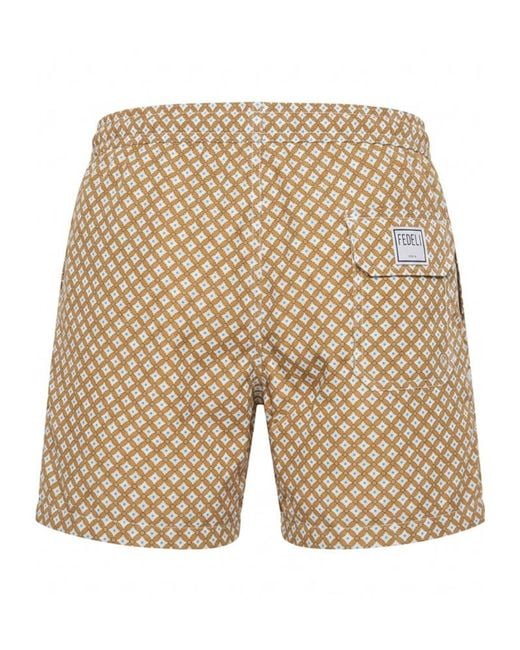 Fedeli Natural Drawstring Elastic-Waist Shorts for men