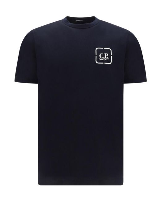 C P Company Blue Graphic-Print Cotton T-Shirt for men