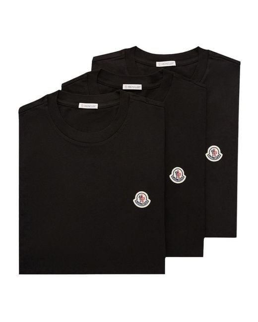 Moncler Black Logo Patch Three Pack Of T-Shirts for men