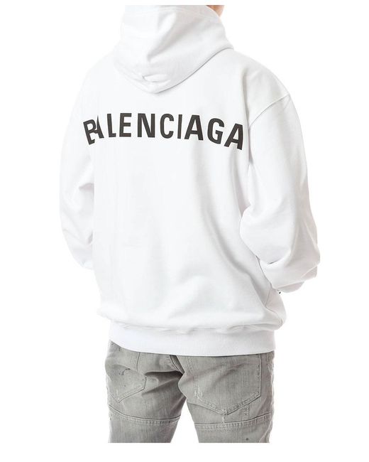 Balenciaga White Felpa Con Cappuccio