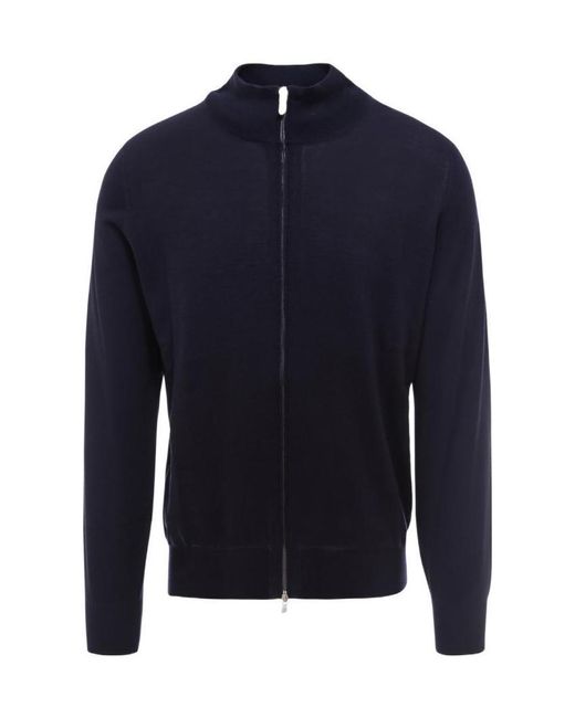 Brunello Cucinelli Blue Wool And Cashmere Zipped Cardigan for men
