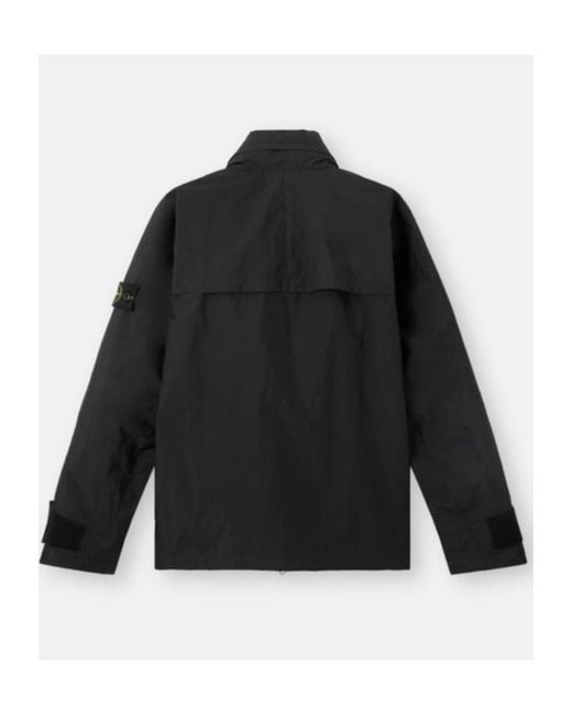 Stone Island Black Stand Collar Jacket With Ventilation Flaps for men