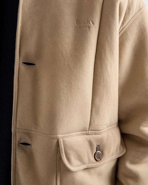 Prada Natural Shearling Bomber Jacket for men