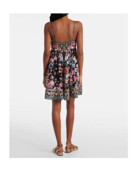 Camilla Black Crystal-Embellished Silk Minidress
