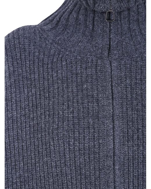 Frankie Shop Blue 'Veda' Oversized Zip-Up Cardigan