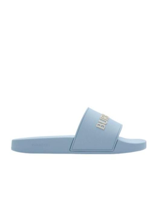 Burberry Blue Logo Detailed Slip-On Slides