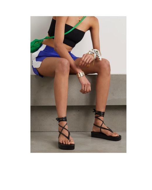 AMINA MUADDI Black Buckle Platform Sandals