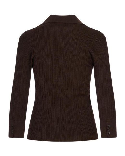 Agnona Brown Collared Knit Sweater