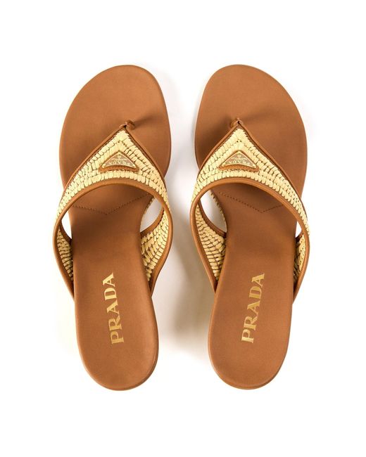 Prada Brown Wedge Slide Sandals