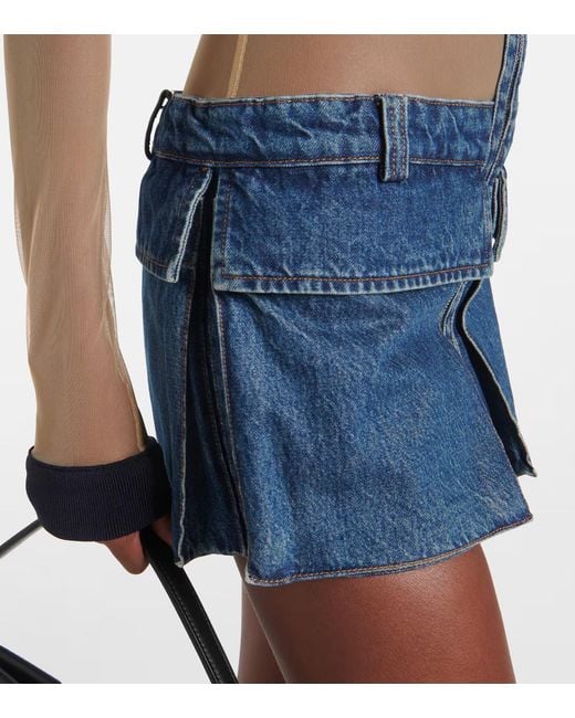 Coperni Blue Hallucination Sheer And Denim Mini Dress