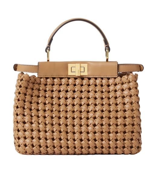 Fendi Brown Cappuccino-Colored Woven Leather Bag
