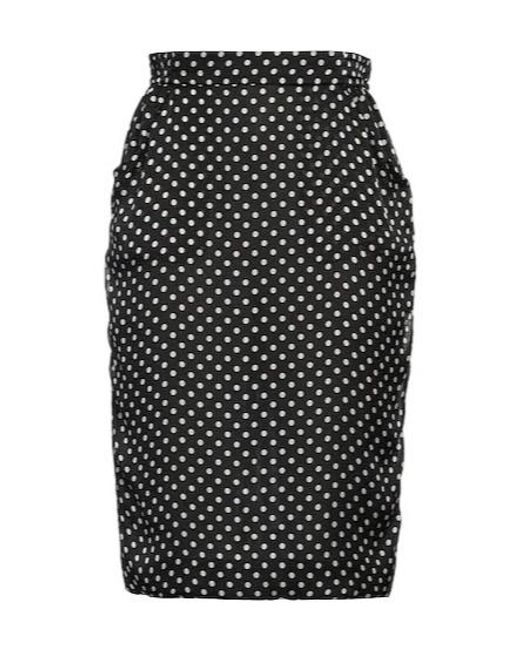 Saint Laurent Black Polka Dot Pencil Skirt
