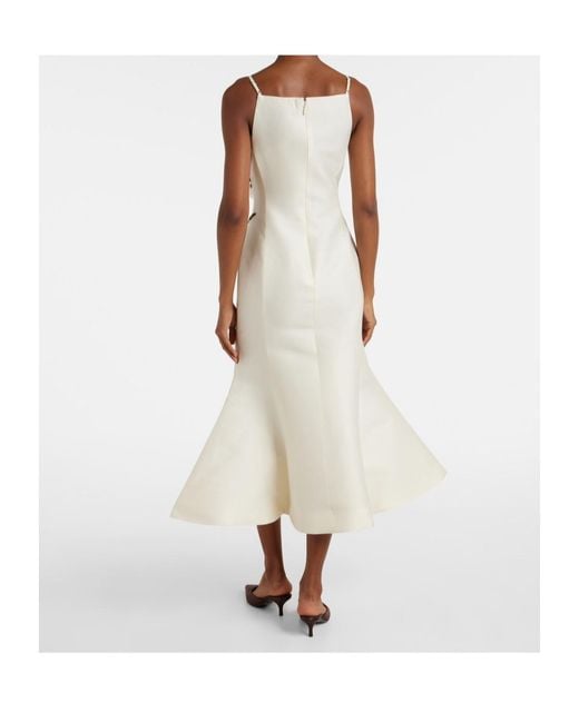Leo White Regina Floral Wool And Silk Midi Dress