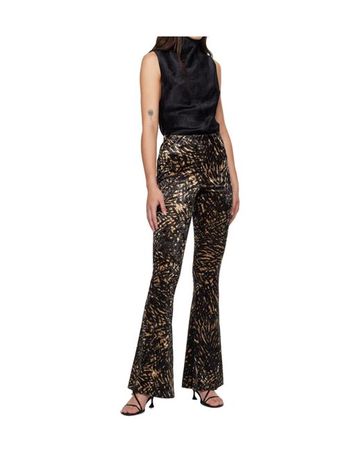 Nanushka Black Abstract-Print Flared Trousers