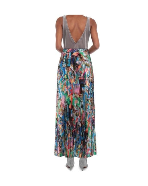 Balenciaga Blue Printed Pleated Skirt