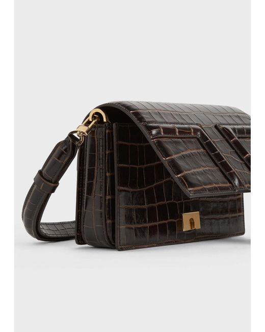 Totême Black Totême T-Flap Embossed Crossbody Bag